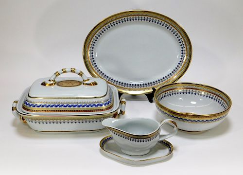 6PC Mottahedeh Porcelain Chinoise Serving Pieces