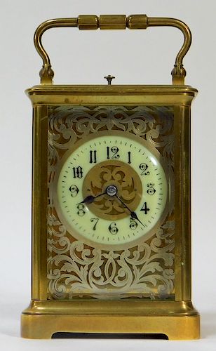 1900 French Brass Silvered Repeater Carriage Clock