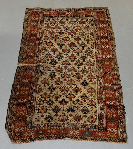 C.1890 Caucasian Oriental Ivory Ground Carpet Rug