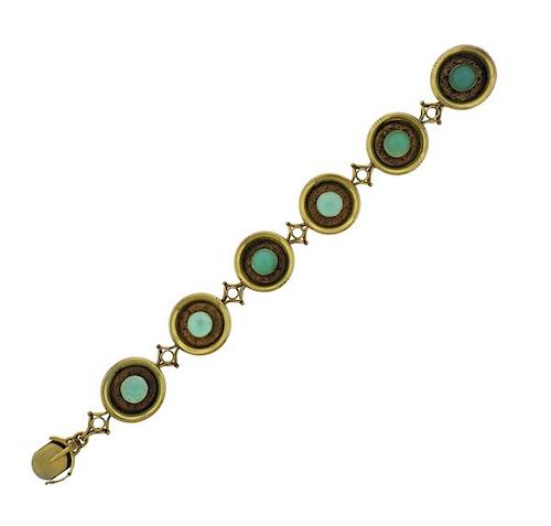 Art Deco 14k Gold Chrysoprase Bracelet 