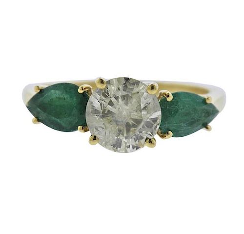18K Gold 1.75Ct Diamond Emerald Ring