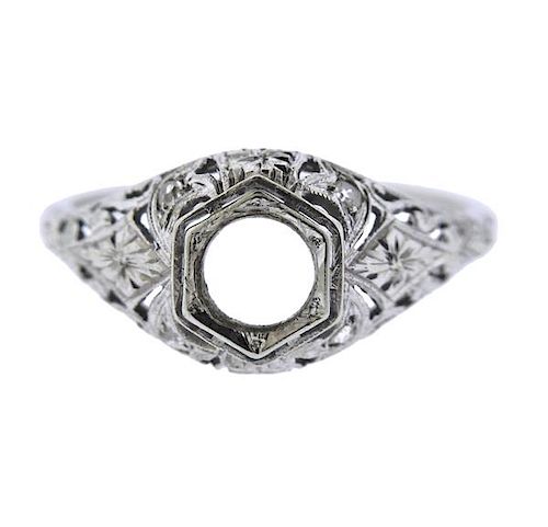 Art Deco 18K Gold Diamond Engagement Ring Mounting