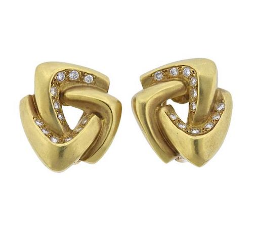 Marlene Stowe 18K Gold Diamond Triangle Earrings