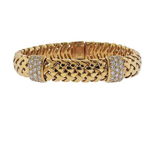 Tiffany &amp; Co 18K Gold Diamond Braided Bracelet