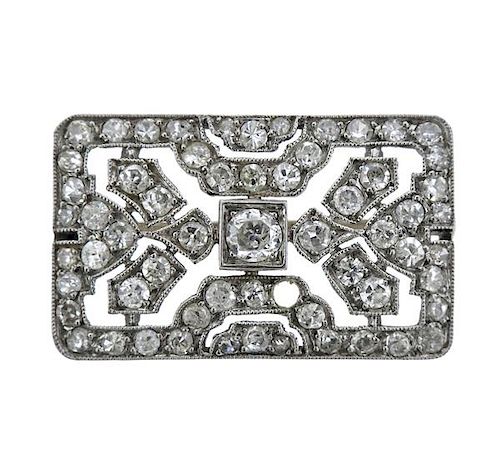 Art Deco Platinum Diamond Brooch Pin 