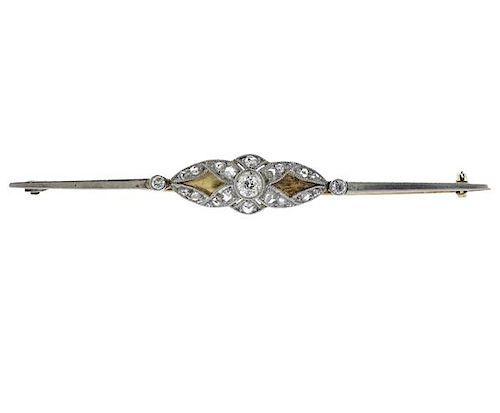 Art Deco Platinum 14k Gold Diamond Brooch Pin