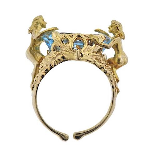 14k Gold Blue Topaz Nymph Ring