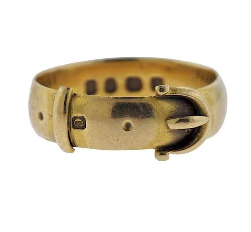 Antique English 18K Gold Buckle Band Ring