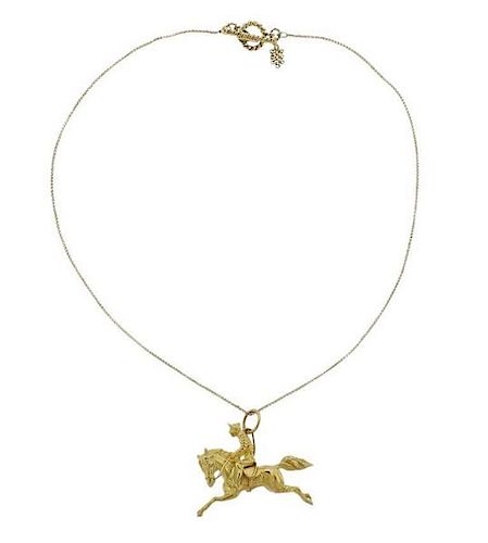 Adria de Haume 18K Gold Jockey Pendant Necklace