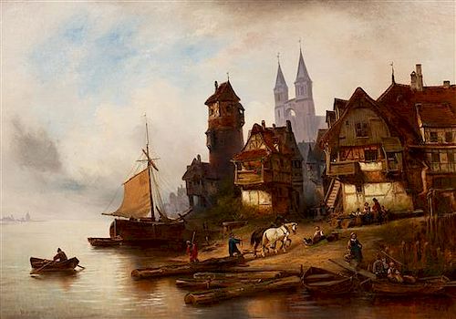 * Wilhelm Alexander Meyerheim, (German, 1815-1882), On the Banks of the Scheldt River