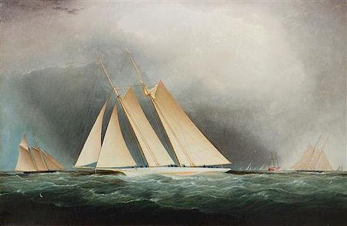 James E. Buttersworth, (American, 1817-1894), Yacht America, Racing off Sandy Hook, August, 1870