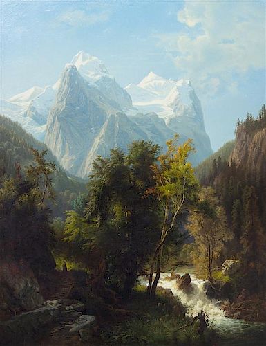 William Trost Richards, (American, 1833-1905), The Rosenlaui Valley, Switzerland, 1858