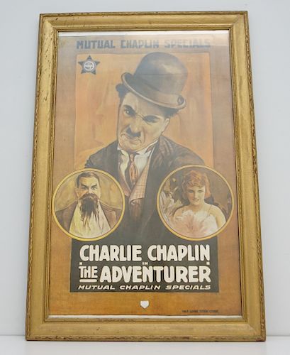 VINTAGE FRAMED CHARLIE CHAPLIN POSTER