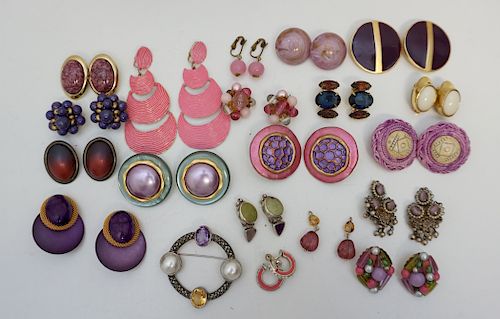 19 pc VINTAGE ESTATE STERLING & COSTUME JEWELRY