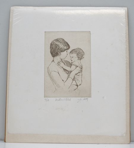 MOTHER & CHILD ETCHING - JOHN & CAROL COLLETTE
