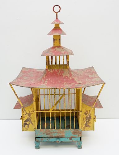 ANTIQUE CHINESE PAGODA BIRD CAGE