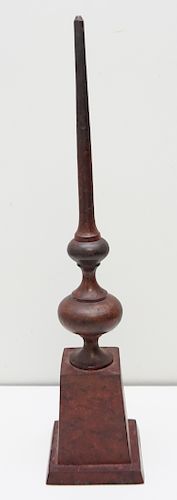 PATINATED METAL SPIRE ON STAND