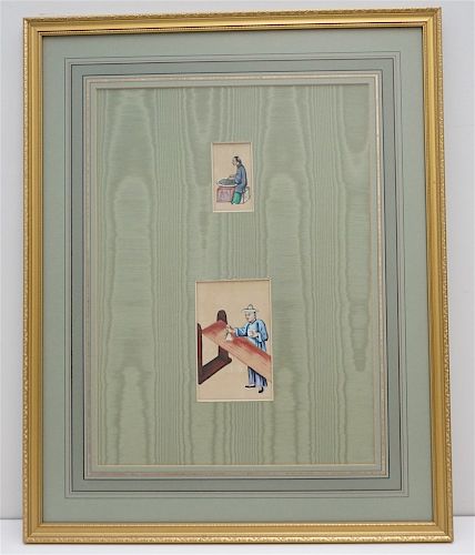 FRAMED PAIR CHINESE QING GOUACHE 
