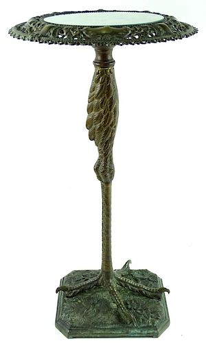 Antique Art Nouveau Bronze Crane Leg Pedestal