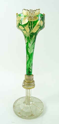 Antique Moser Style Bohemian Gilt Glass Vase