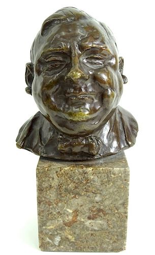 Emil Hub German Bronze Bust Sculpture On Marble