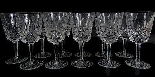 12 Waterford Lismore Cut Crystal Water Goblets