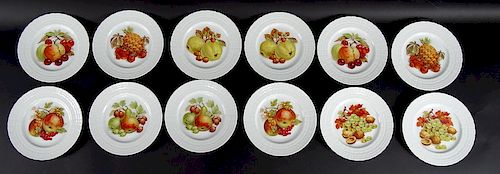12 Hutschenreuther German HP Fruit Motif Dishes