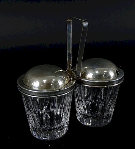 Sterling Silver & Cut Crystal Condiment Set