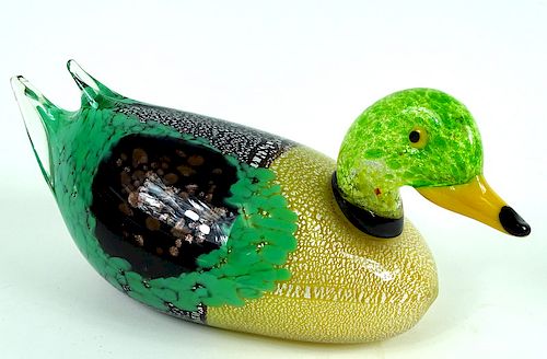 Contemporary Murano Glass Blown Mallard Duck