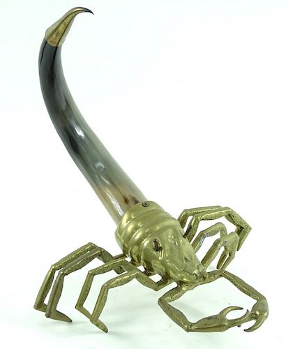 Mid Century Brass Horn Lobster Sculpture