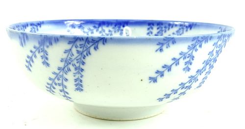Antique Chinese Blue & White Swirl Leaf Bowl