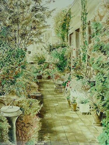 Susan Sahall "Terrace Garden" L/E Lithograph