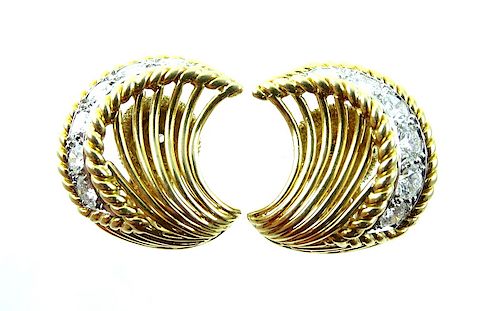 Vintage Cartier 18K Gold & 1.5ctw Diamond Earrings