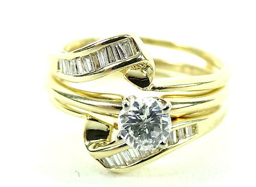Estate 2pc 14K Gold .75ctw Diamond Engagement Ring