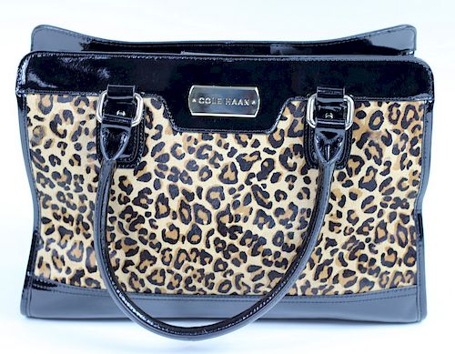 Cole Haan Cheetah Fur Leather Hand Bag Purse