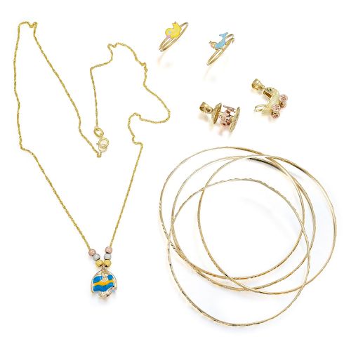 A Group of Gold Baby Jewelry