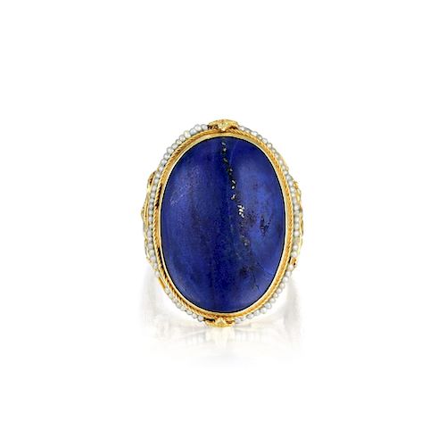 A 14K Gold Lapis Lazuli Ring