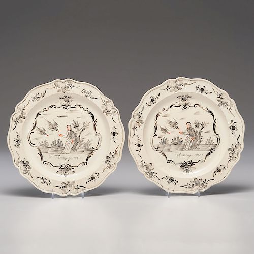 Dutch-Decorated English Creamware Plates