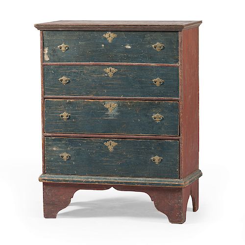 New England Painted Queen Anne Blanket Chest