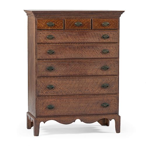 Rare Paint Decorated Chest of Drawers by Samuel Dunlap of New Hampshire