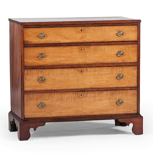 Tiger Maple Chippendale Chest of Drawers