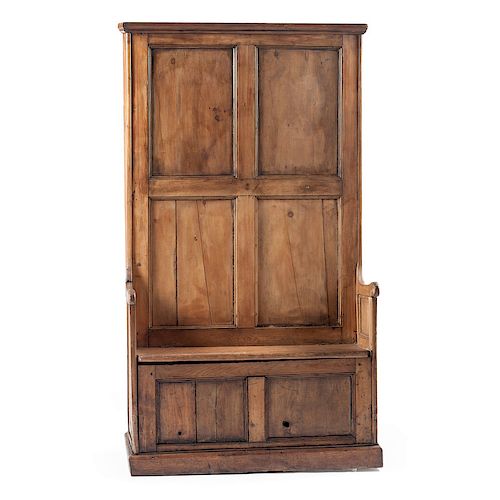 English Settle Bench with Cloak Cupboard