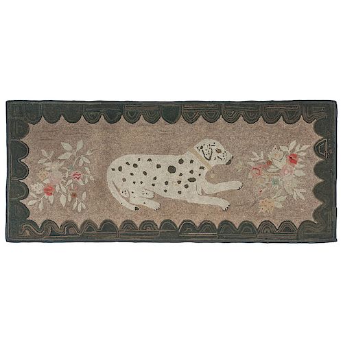 Hooked Rug with Reclining Dog