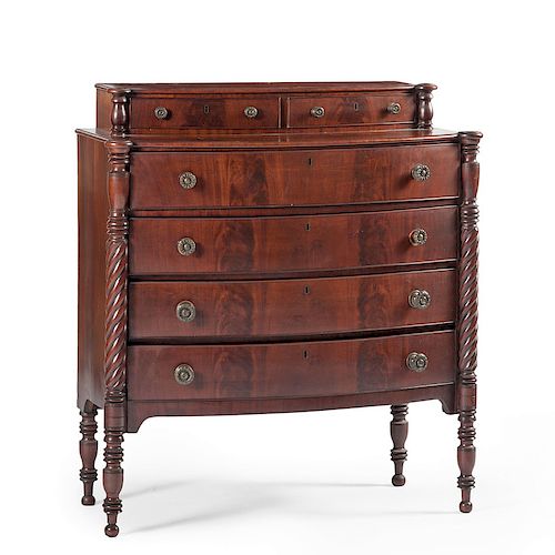 New England Sheraton Bowfront Chest of Drawers