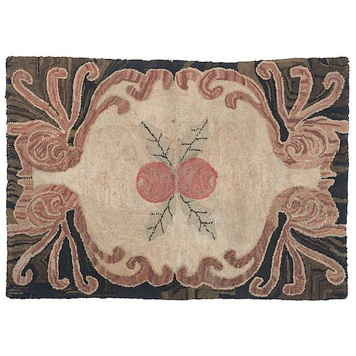 Hooked Rug with Rosebuds