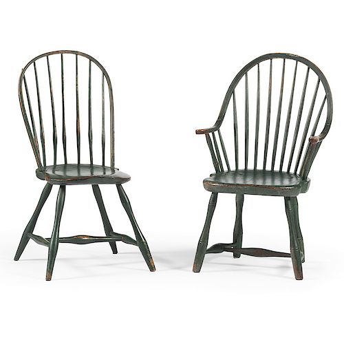 Windsor Chairs in Green Paint