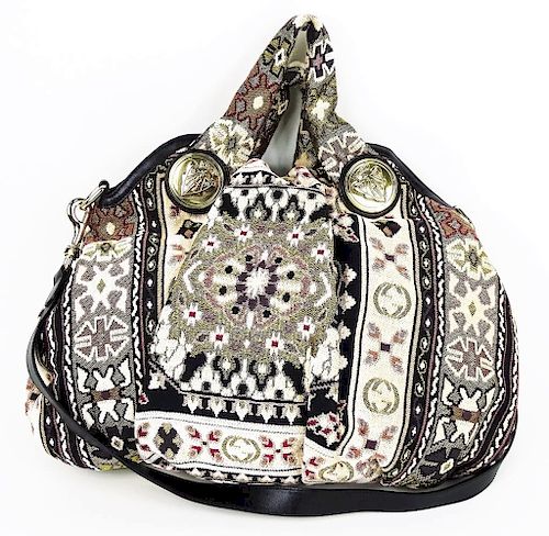 Gucci GG Hysteria Tapestry Satchel Hobo Hand Bag