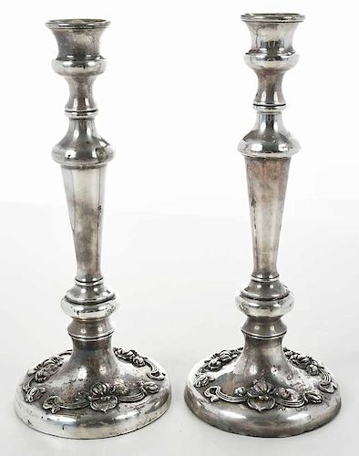 Pair Silver-Plated Candlesticks