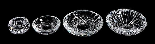 A Group of Four Waterford Crystal Ash Receivers Diameter of largest 7 inches.