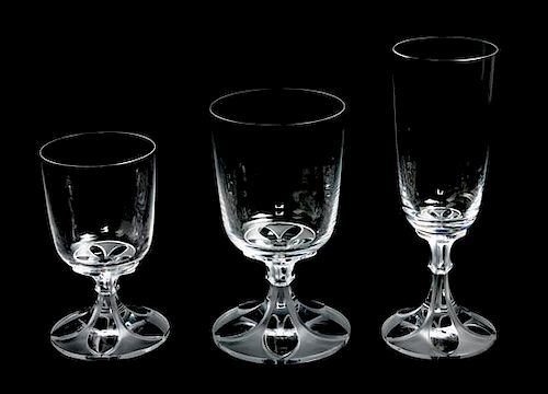 * A Group of Lalique Molded and Frosted Stemware Height of tallest 7 3/8 inches.